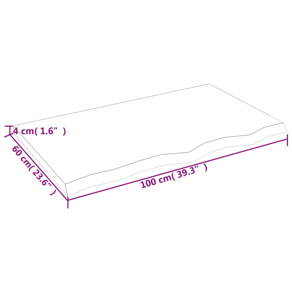 vidaXL Table Top 100x60x(2-4) cm Untreated Solid Wood Oak