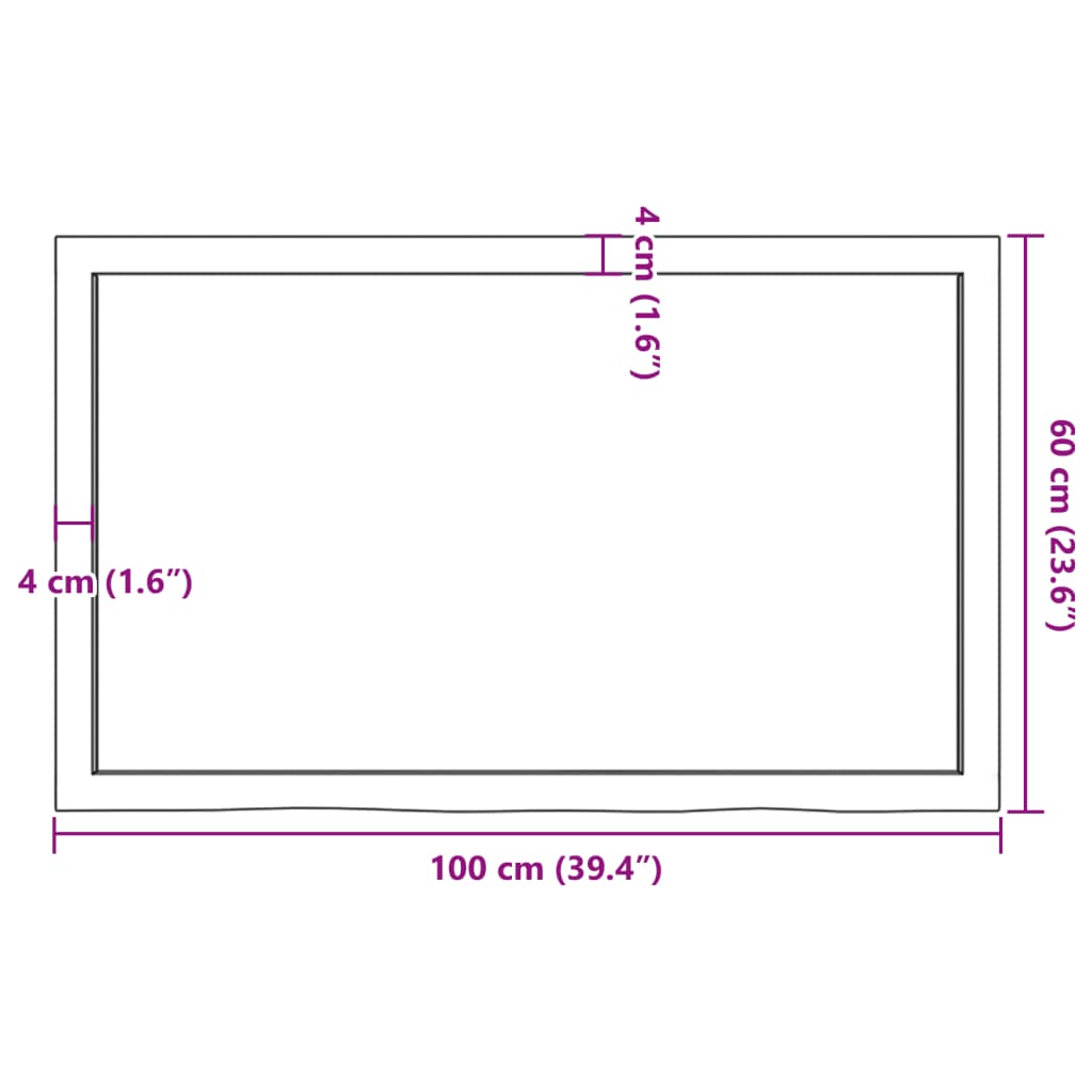 vidaXL Table Top 100x60x(2-4) cm Untreated Solid Wood Oak