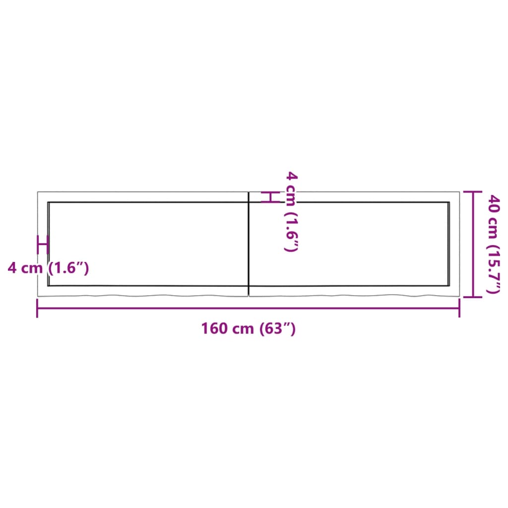 vidaXL Table Top 160x40x(2-4) cm Untreated Solid Wood Oak