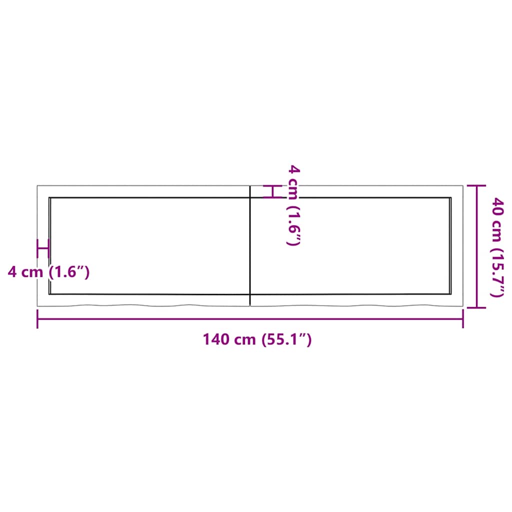 Table Top Light Brown 140x40x(2-4) cm Treated Solid Wood Oak