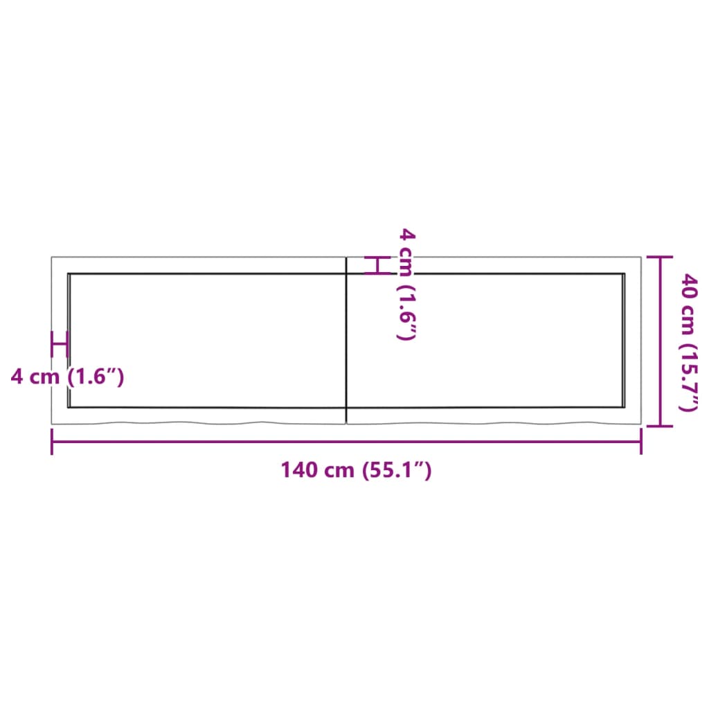 vidaXL Table Top Light Brown 140x40x(2-6) cm Treated Solid Wood Oak