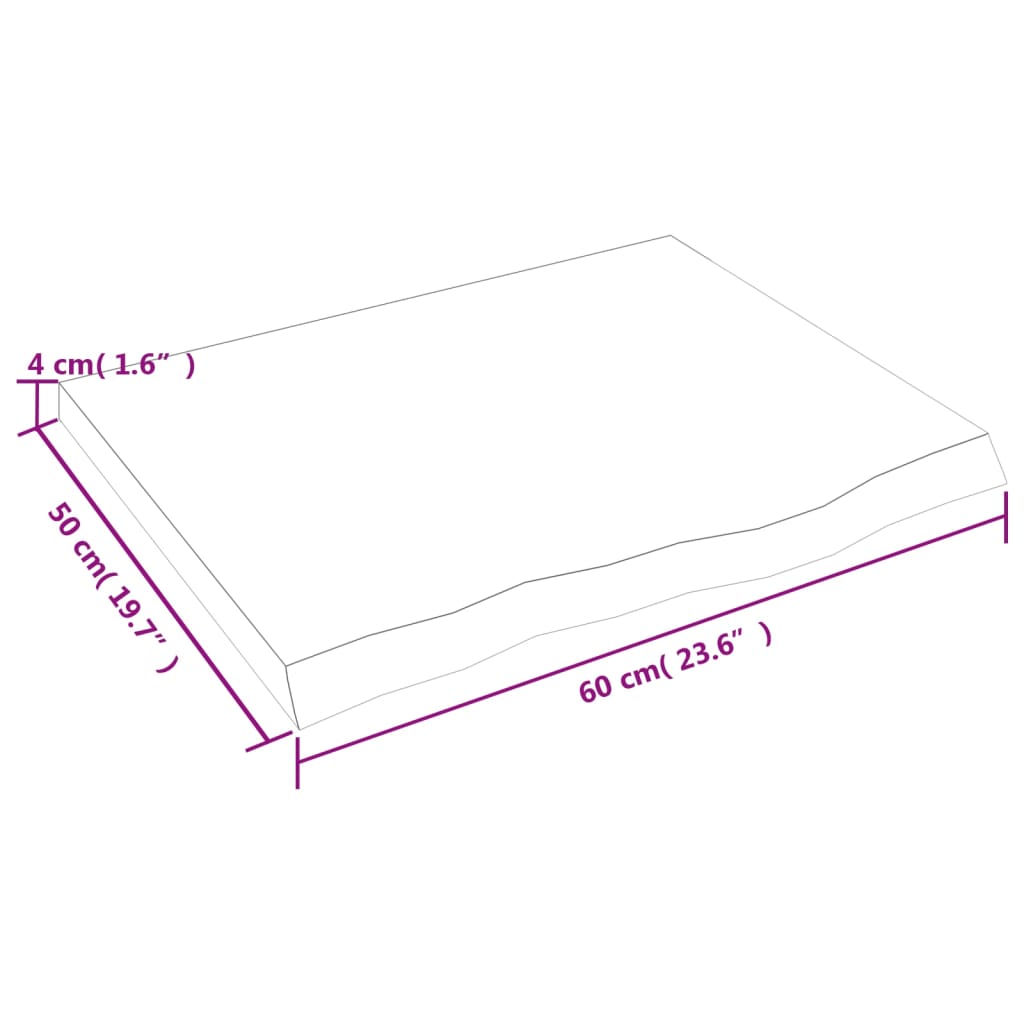 vidaXL Table Top Dark Brown 60x50x(2-4) cm Treated Solid Wood Oak