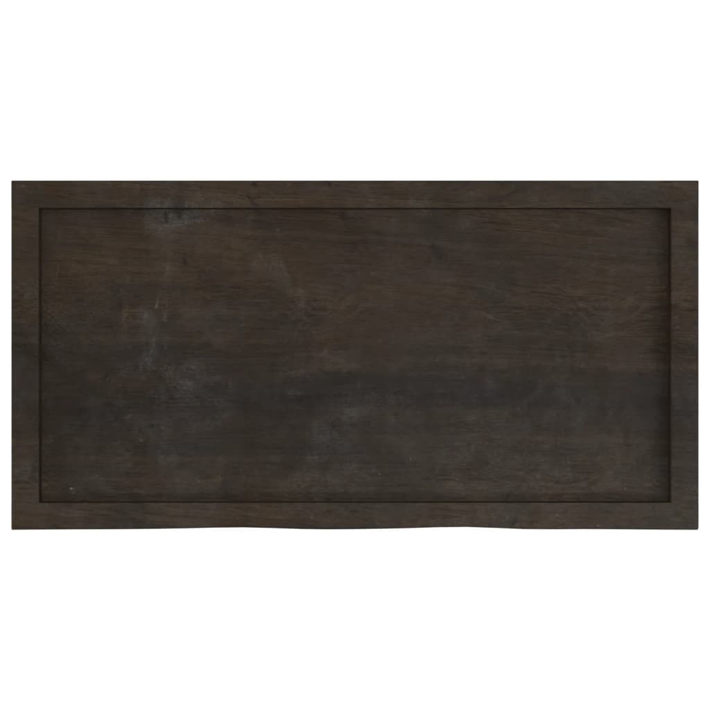 vidaXL Table Top Dark Brown 100x50x(2-6) cm Treated Solid Wood Oak