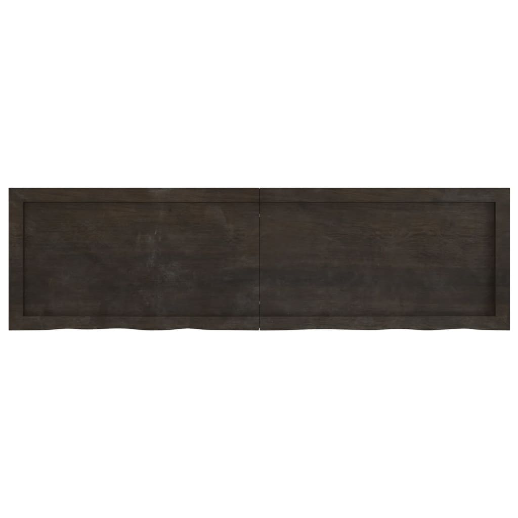 vidaXL Table Top Dark Brown 140x40x(2-4) cm Treated Solid Wood Oak