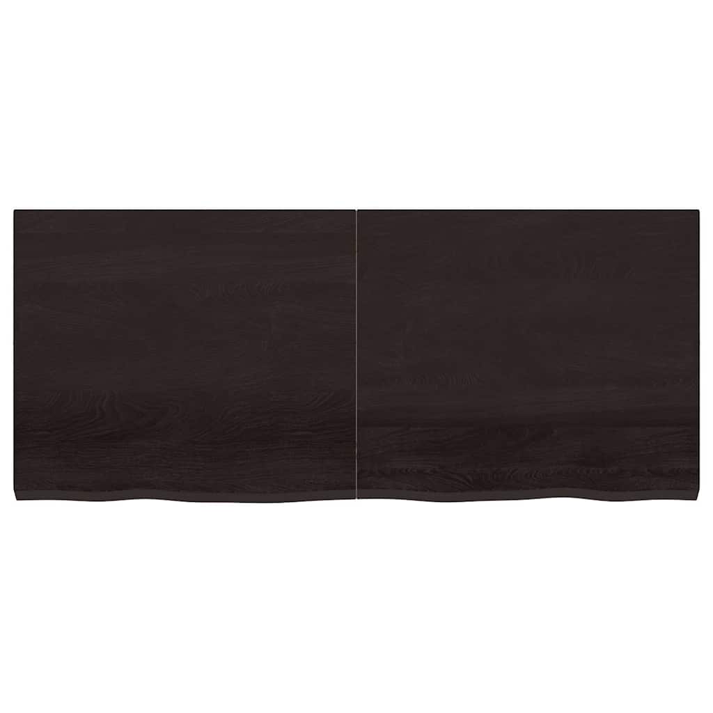 Table Top Dark Brown 140x60x(2-4) cm Treated Solid Wood Oak