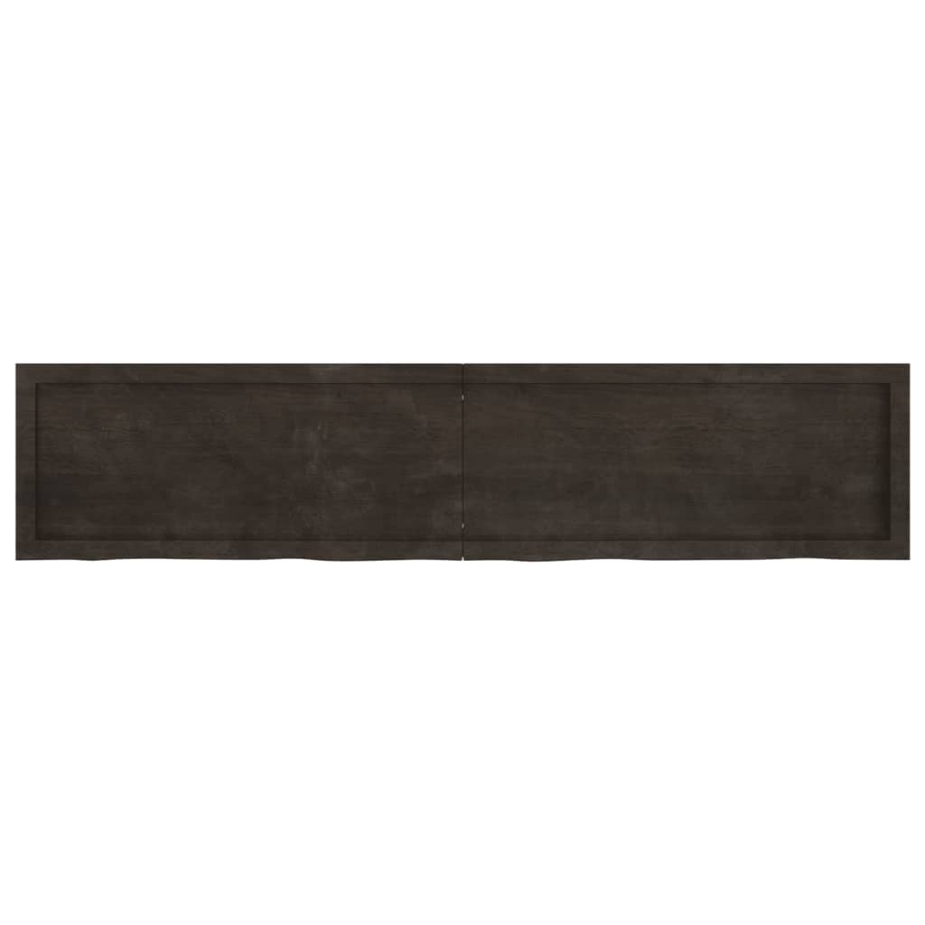 vidaXL Table Top Dark Brown 180x40x(2-4) cm Treated Solid Wood Oak