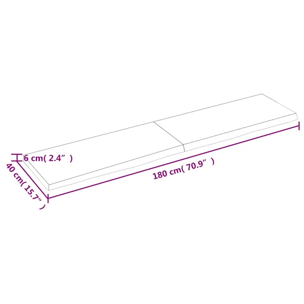 vidaXL Table Top Dark Brown 180x40x(2-6) cm Treated Solid Wood Oak