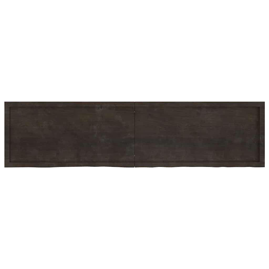 vidaXL Table Top Dark Brown 200x50x(2-4) cm Treated Solid Wood Oak