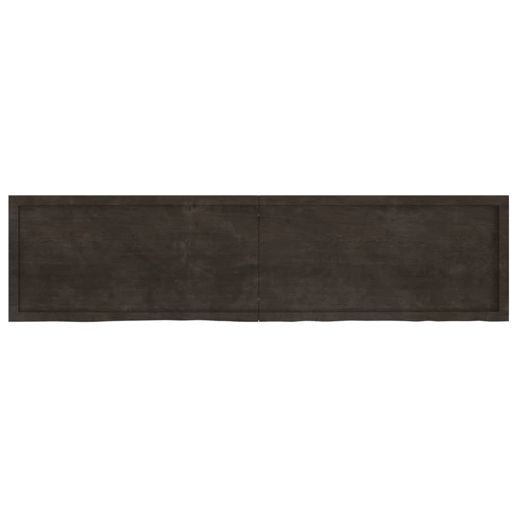 vidaXL Table Top Dark Brown 200x50x(2-4) cm Treated Solid Wood Oak