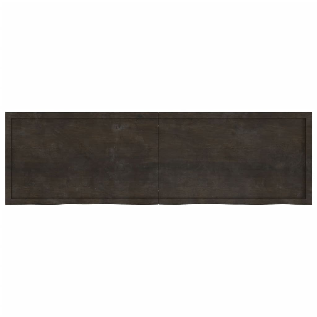 vidaXL Table Top Dark Brown 200x60x(2-4) cm Treated Solid Wood Oak