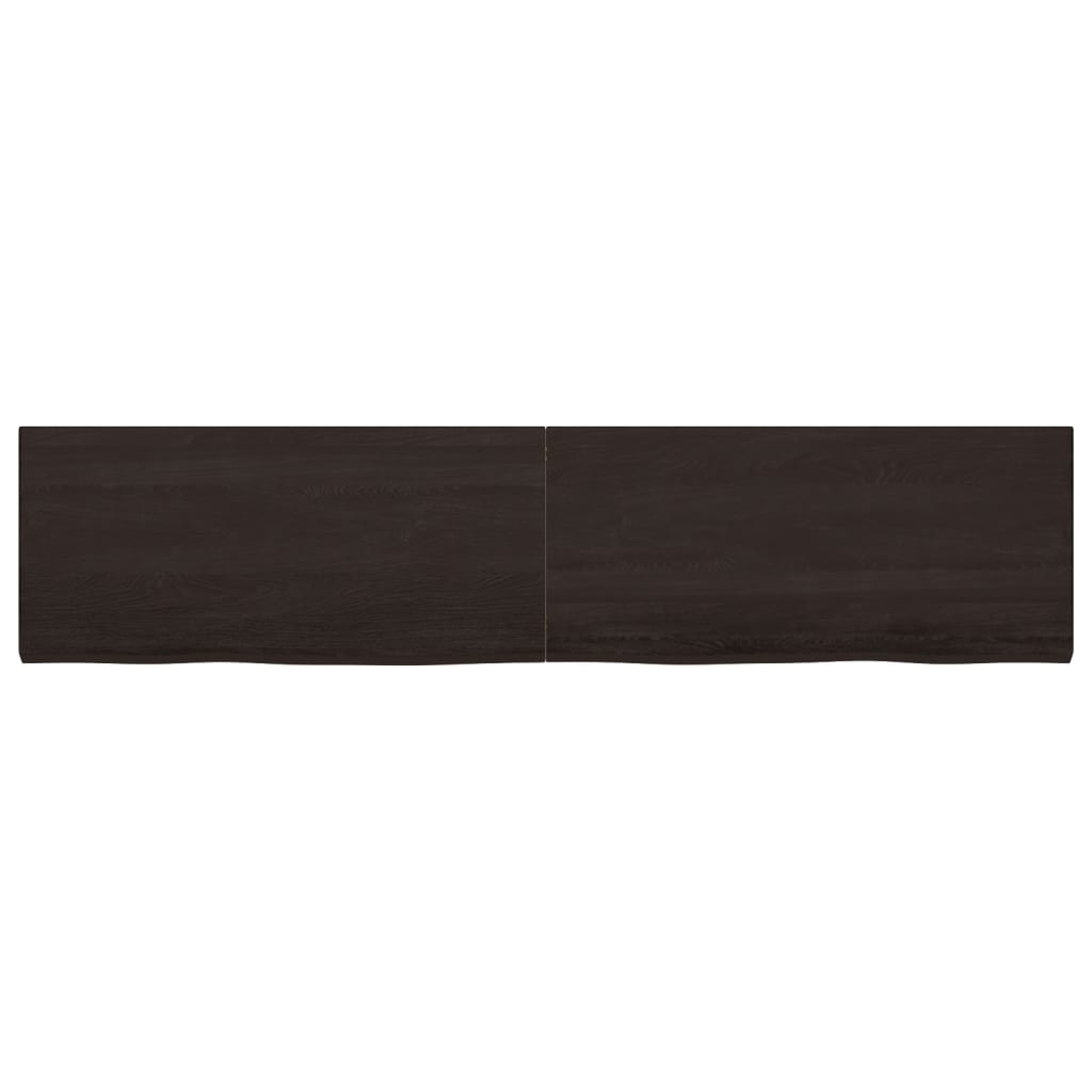 vidaXL Table Top Dark Brown 220x50x(2-4) cm Treated Solid Wood Oak