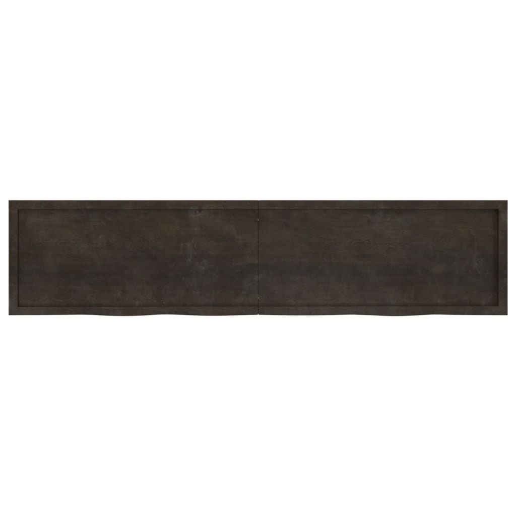 vidaXL Table Top Dark Brown 220x50x(2-4) cm Treated Solid Wood Oak