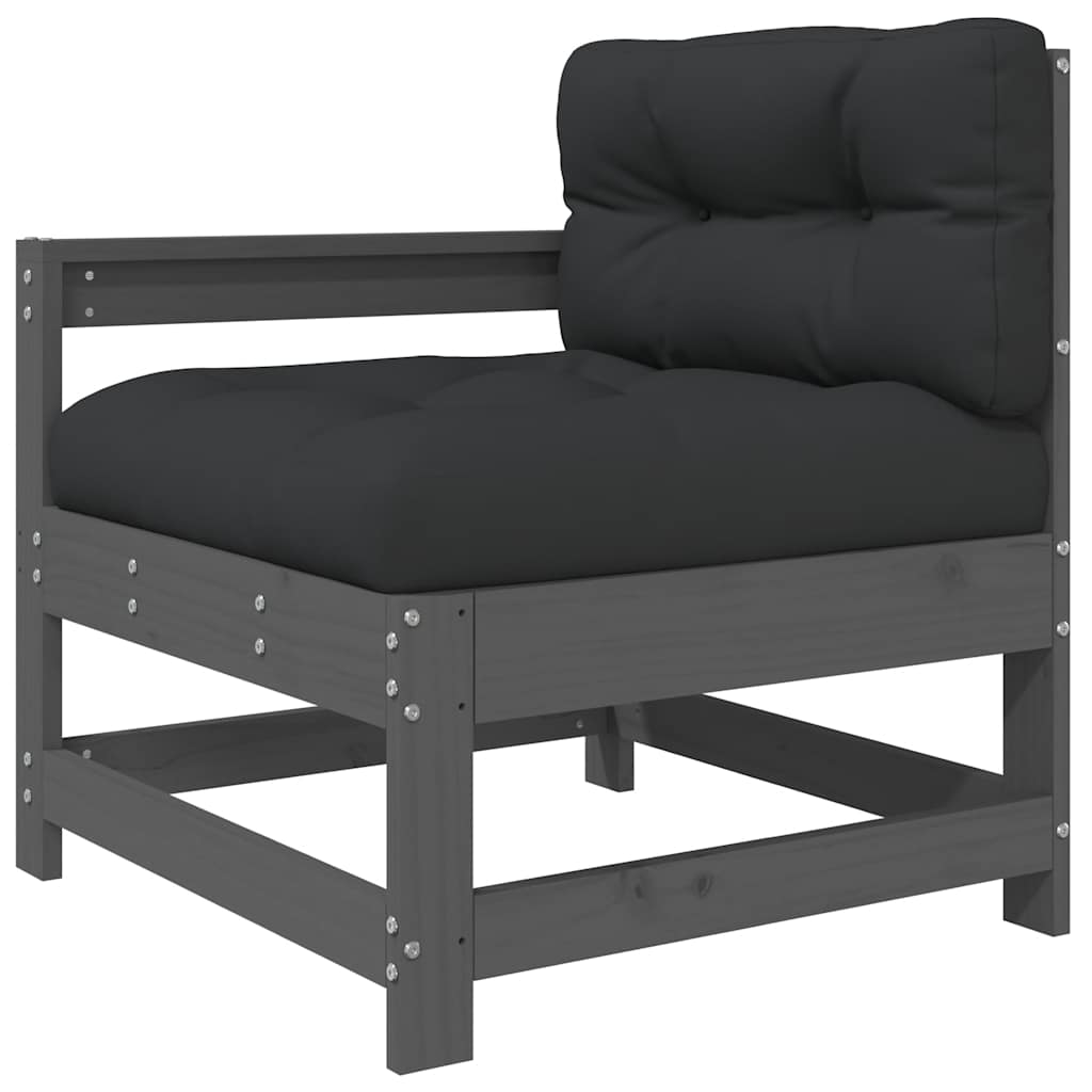 7 Piece Garden Lounge Set with Cushions Grey Solid Wood