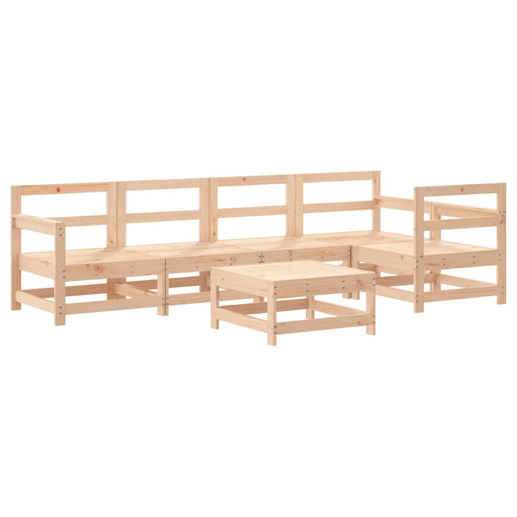 Garden Lounge Set | Natural Wood | Solid Pine Wood | 6 Piece | Modular