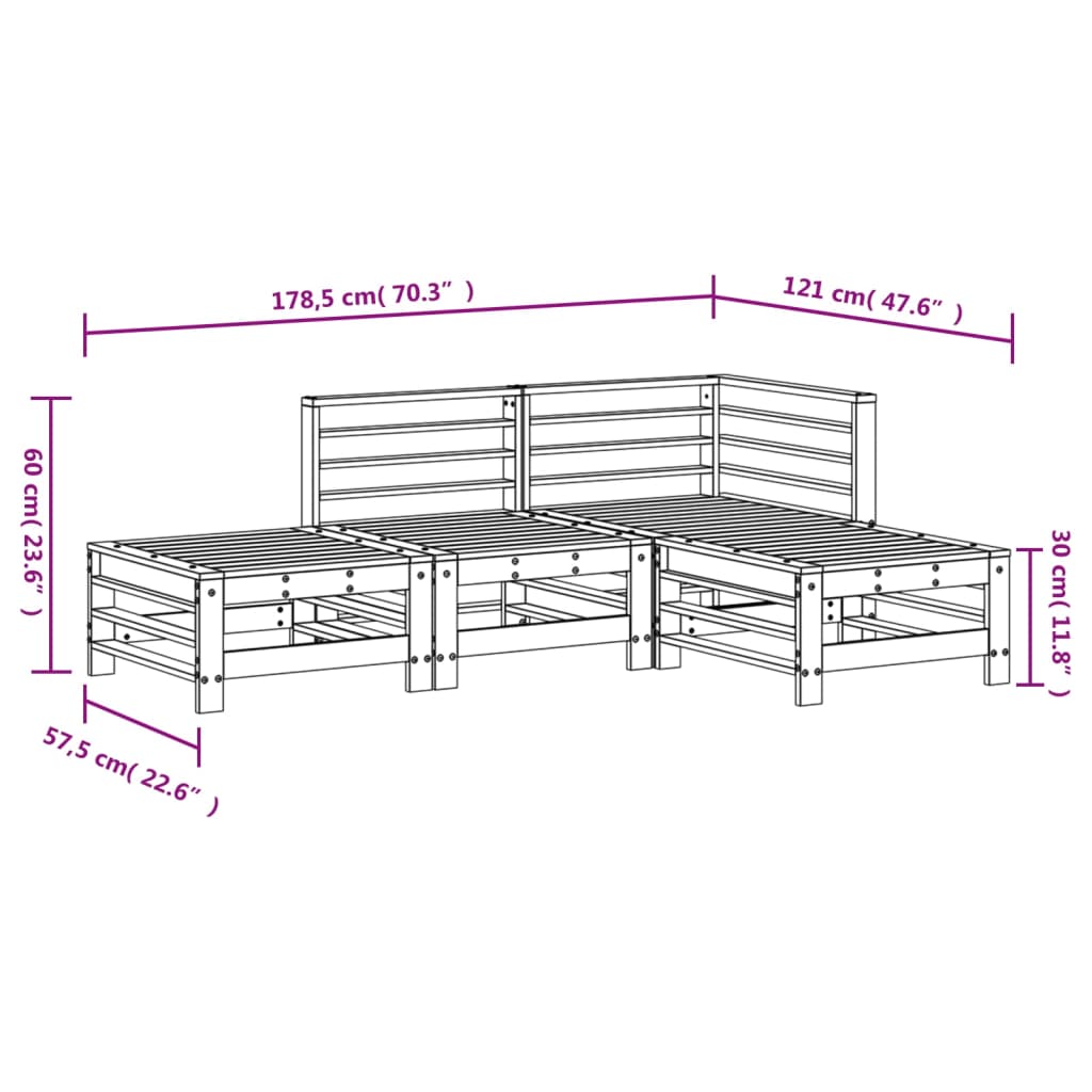 vidaXL 4 Piece Garden Lounge Set Solid Wood Douglas