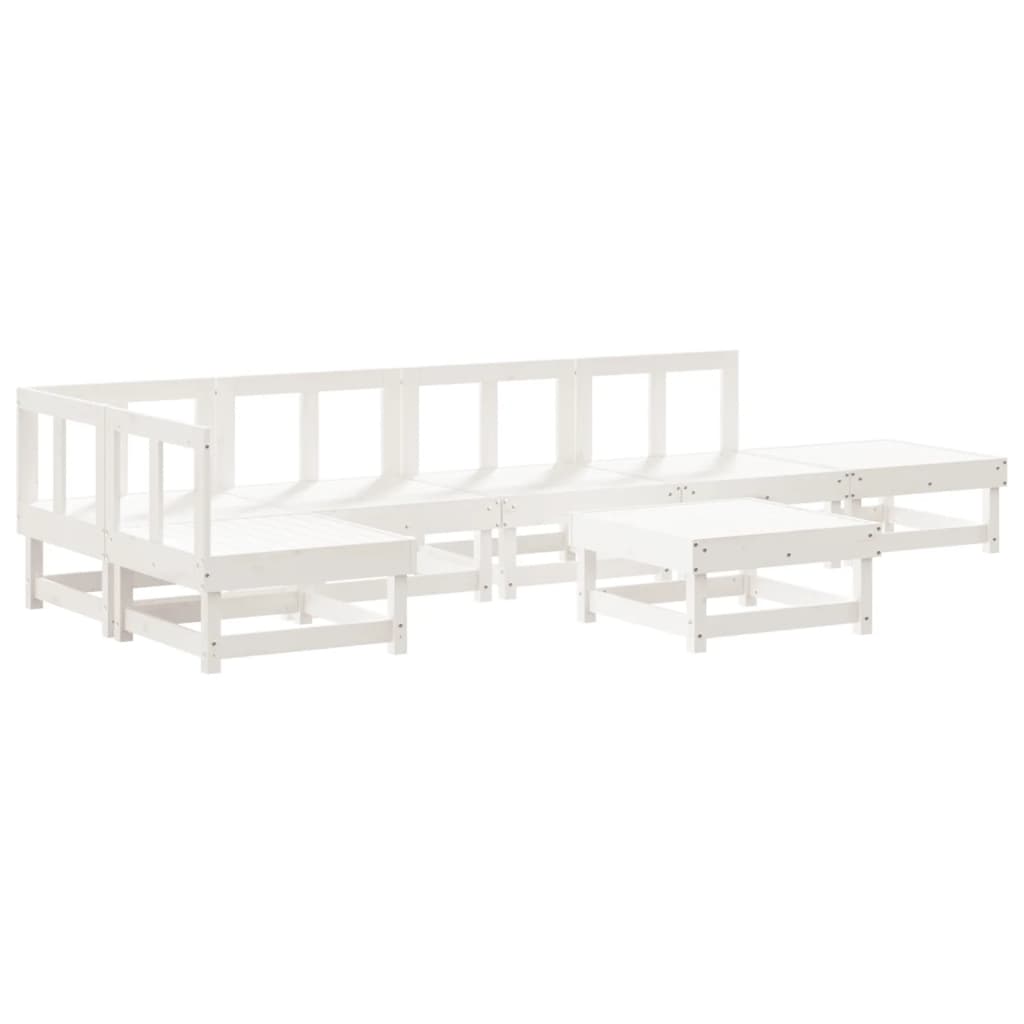 vidaXL 7 Piece Garden Lounge Set White Solid Wood Pine