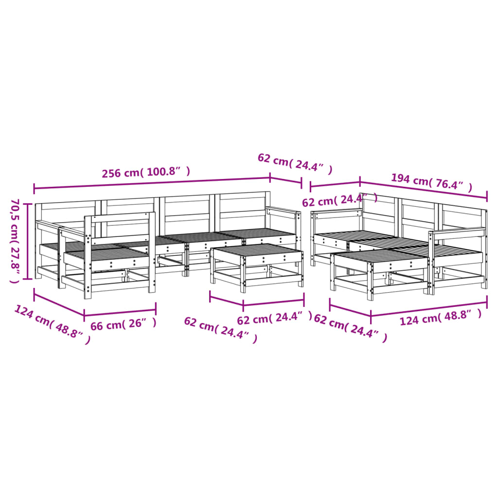 vidaXL 10 Piece Garden Lounge Set Impregnated Wood Pine