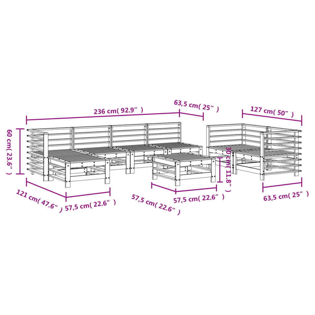 vidaXL 8 Piece Garden Lounge Set Impregnated Wood Pine