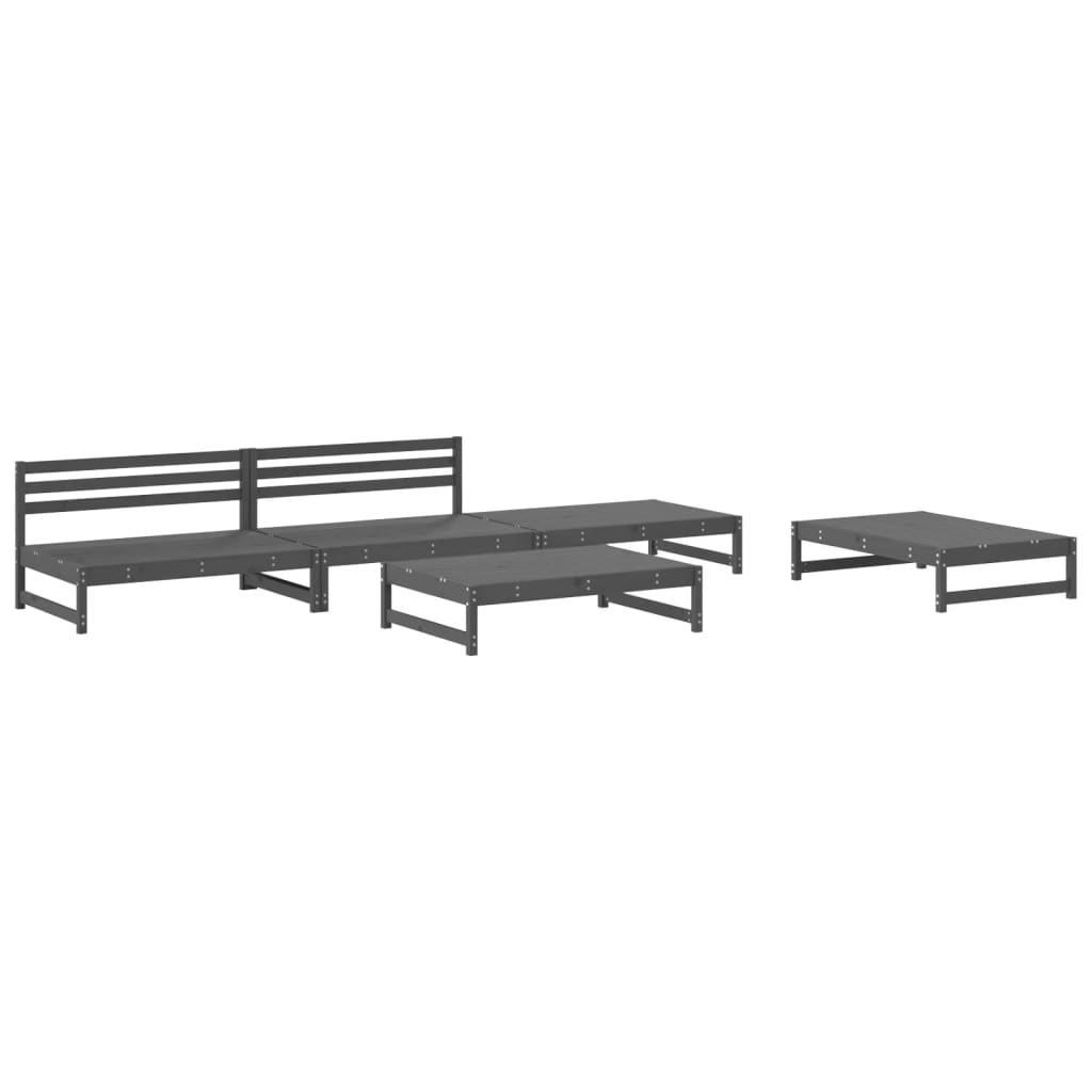 vidaXL 5 Piece Garden Lounge Set Grey Solid Wood Pine