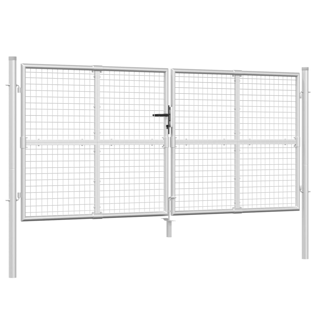 vidaXL Mesh Garden Gate Silver 300x175 cm Galvanised Steel