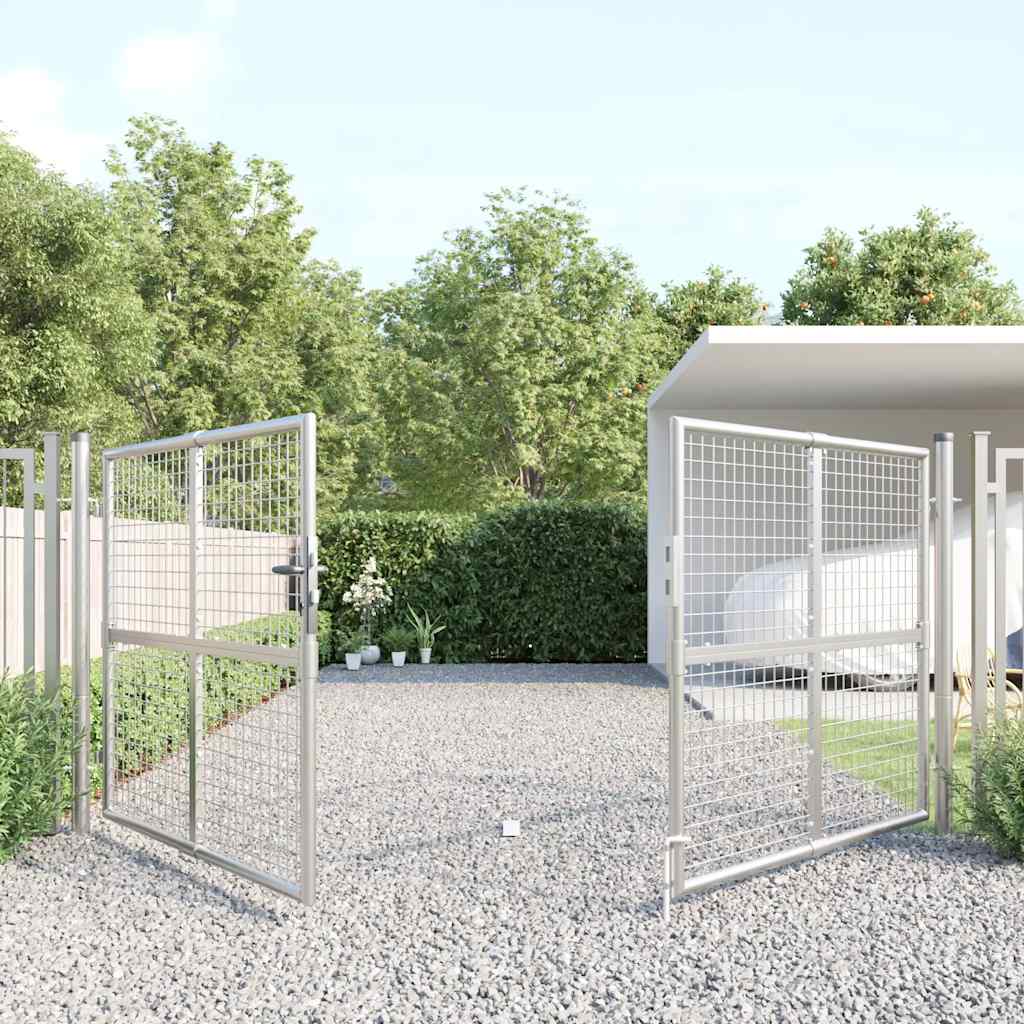 Mesh Garden Gate Silver 300x125 cm Galvanised Steel