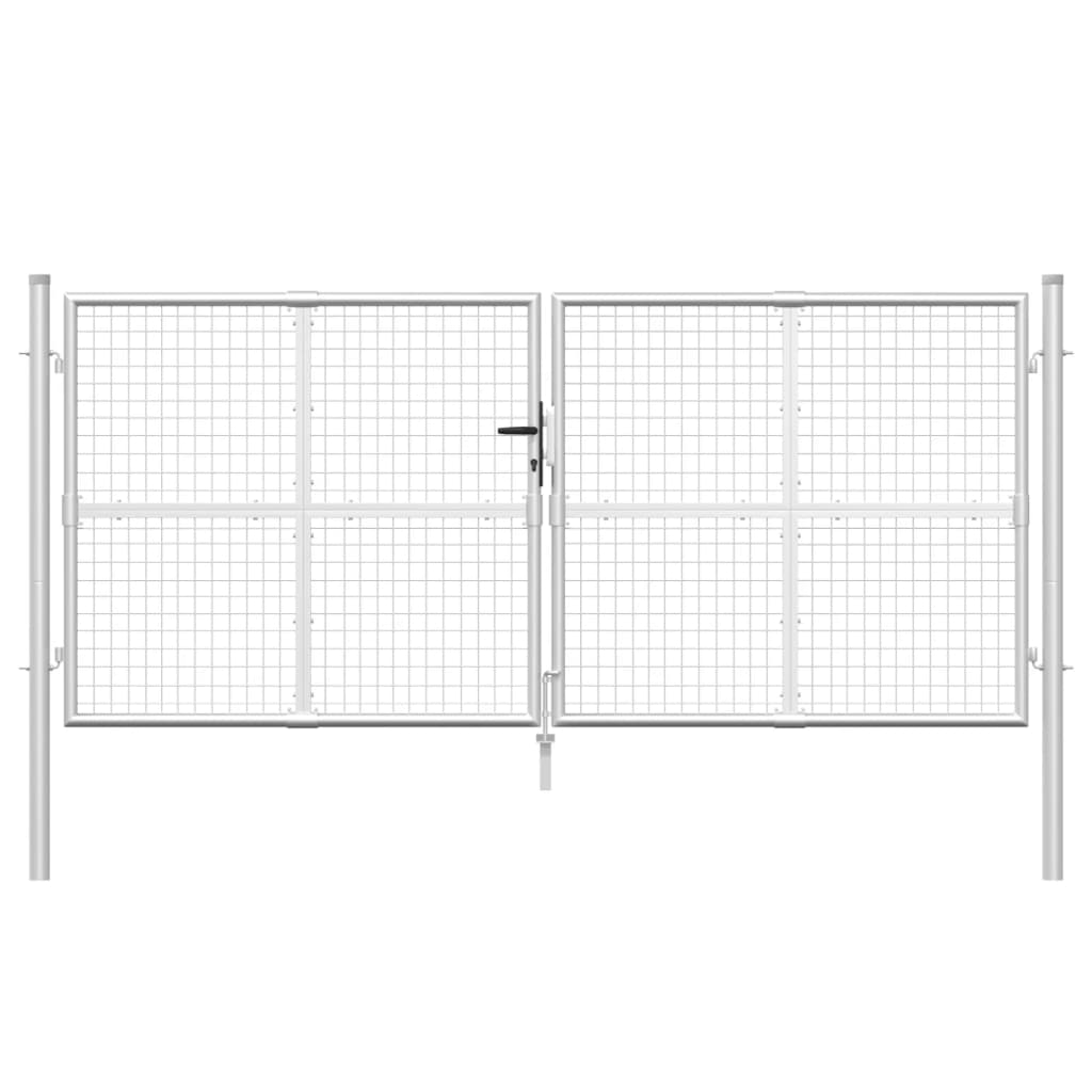 vidaXL Mesh Garden Gate Silver 300x175 cm Galvanised Steel