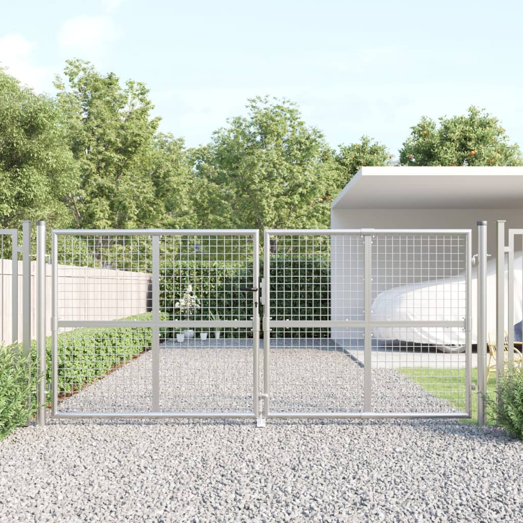 vidaXL Mesh Garden Gate Silver 300x175 cm Galvanised Steel