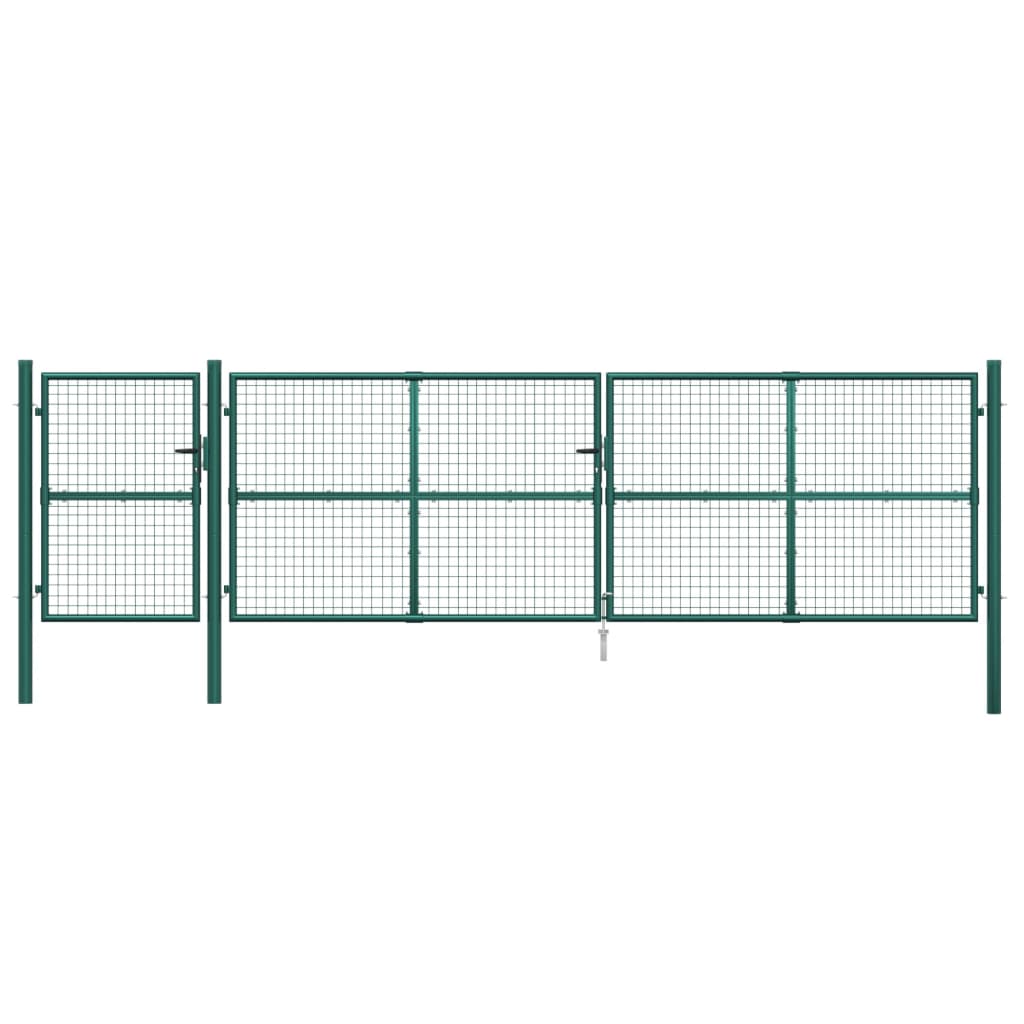 vidaXL Mesh Garden Gate Green 500x175 cm Galvanised Steel