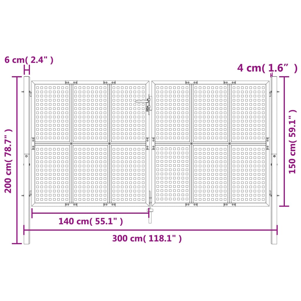 vidaXL Garden Gate Anthracite 300x200 cm Steel