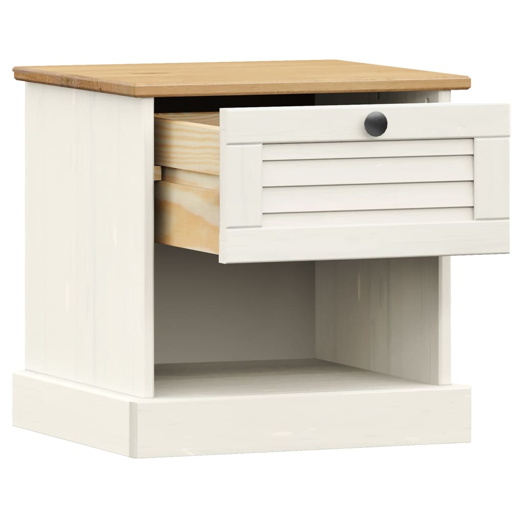 vidaXL Bedside Cabinet VIGO White 42x35x42 cm Solid Wood Pine