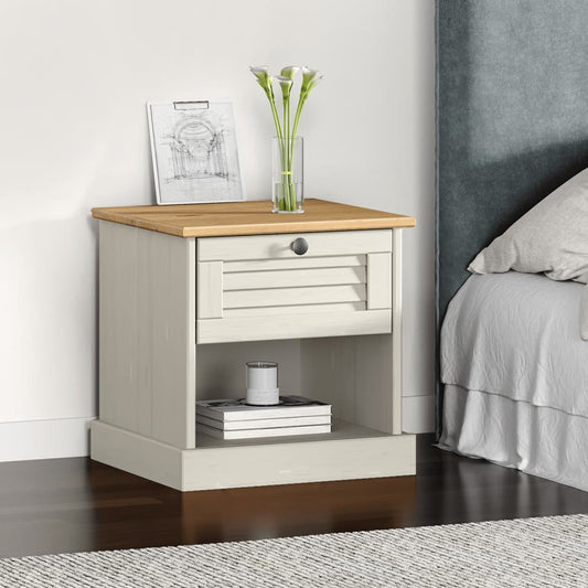 vidaXL Bedside Cabinet VIGO White 42x35x42 cm Solid Wood Pine