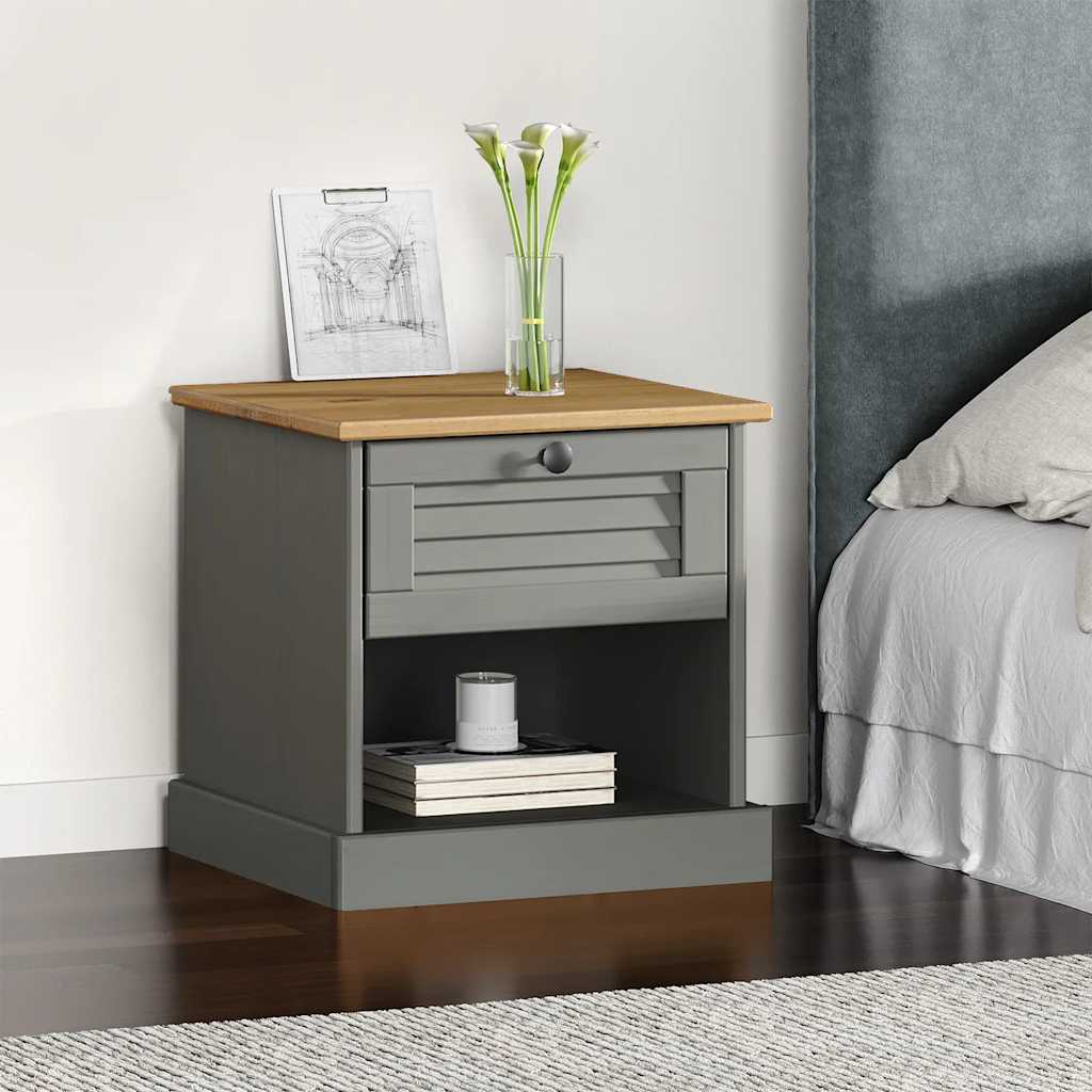 Bedside Cabinet VIGO Grey 42x35x42 cm Solid Wood Pine