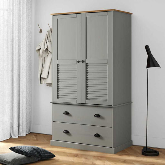 vidaXL Wardrobe VIGO Grey 90x55x170 cm Solid Wood Pine