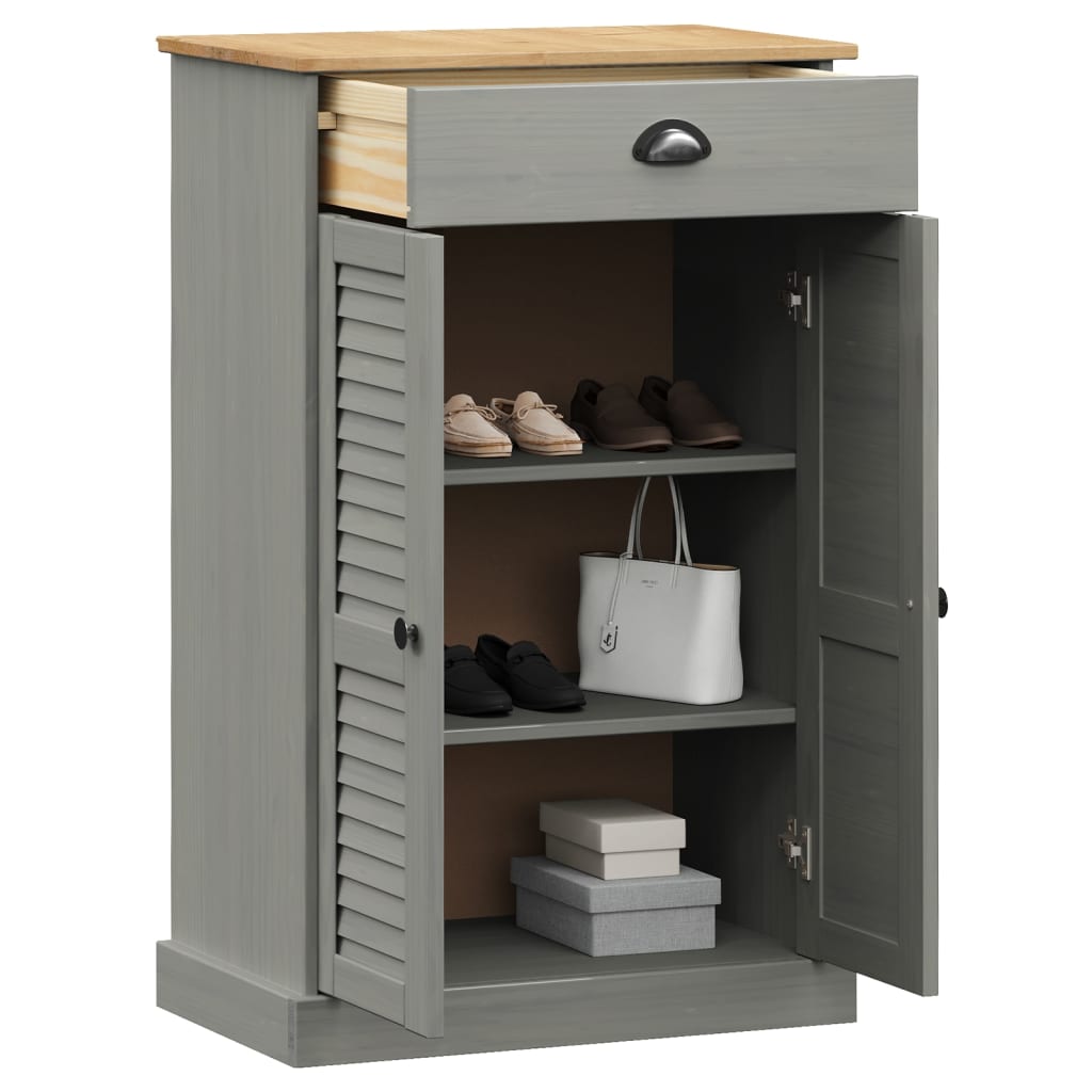 Shoe Cabinet "VIGO" Grey 60x35x96 cm Solid Wood Pine