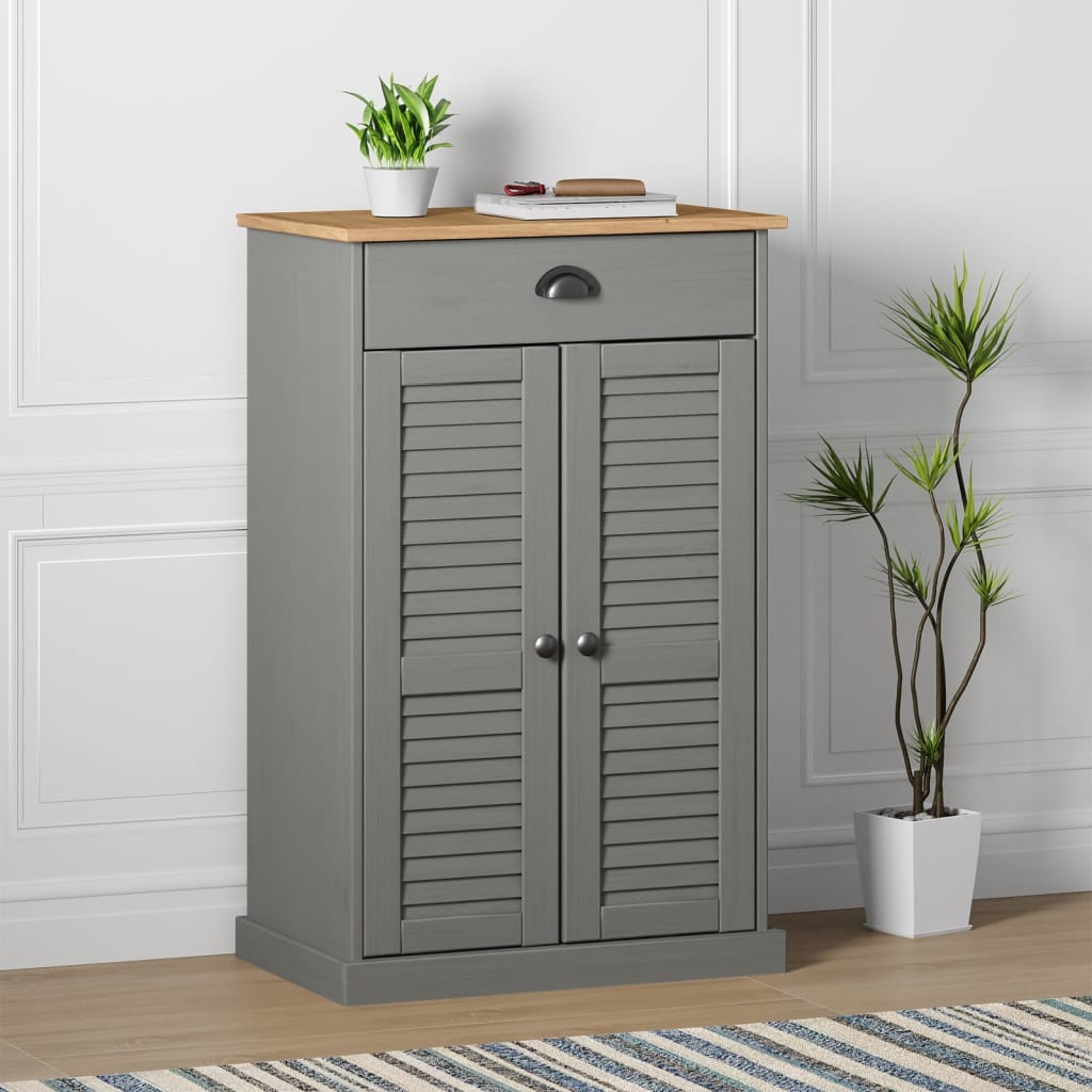 Shoe Cabinet "VIGO" Grey 60x35x96 cm Solid Wood Pine