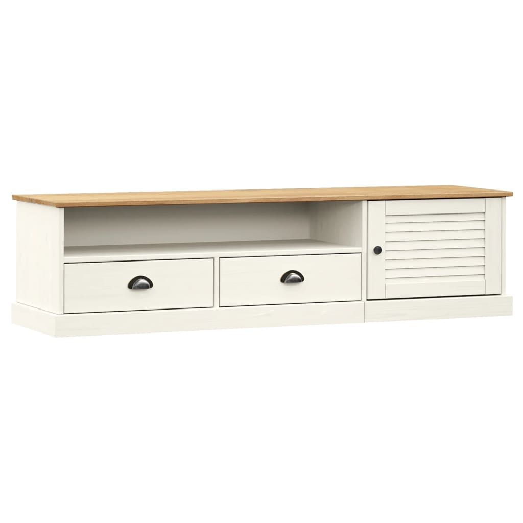 TV Cabinet "VIGO" White 156x40x40 cm Solid Wood Pine