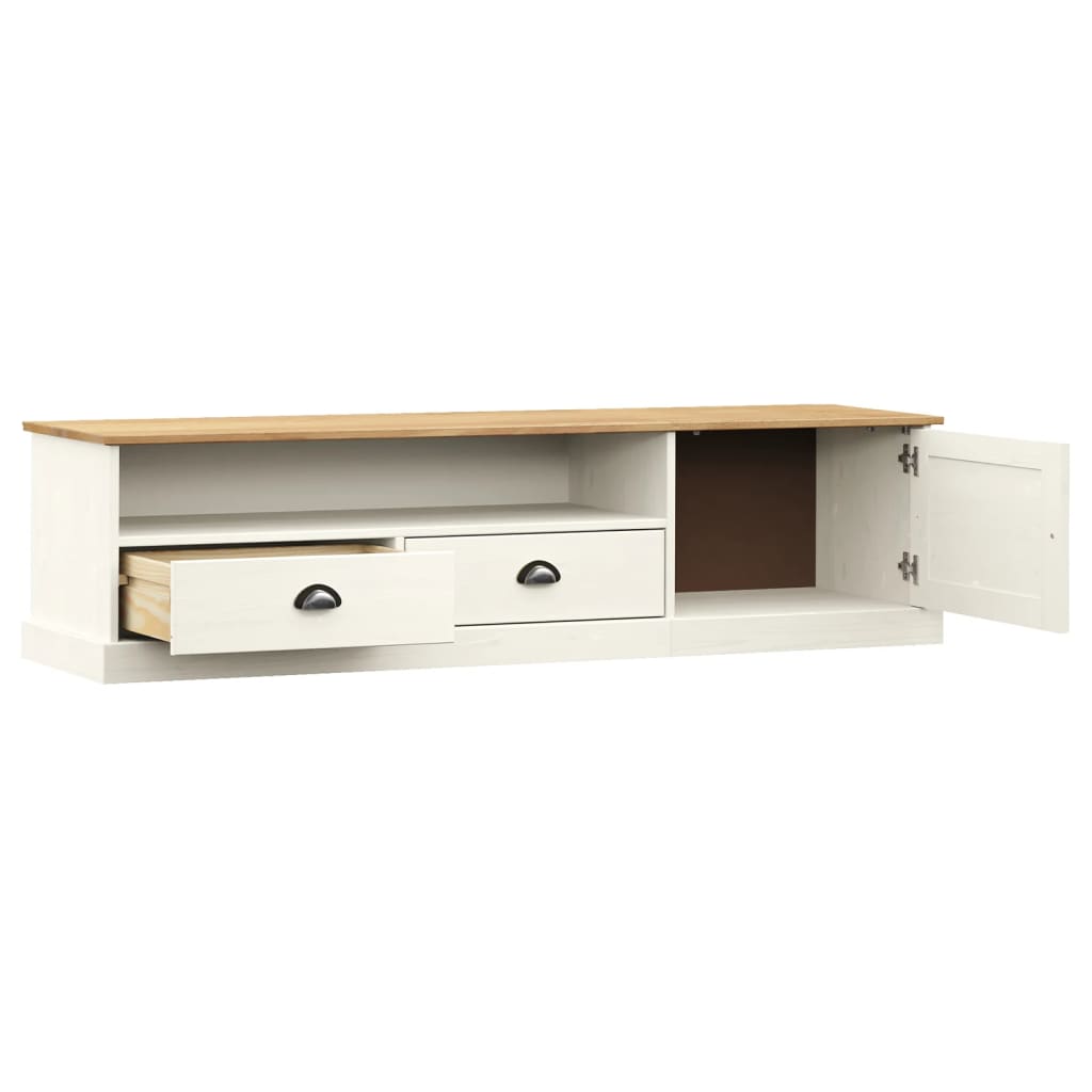 TV Cabinet "VIGO" White 156x40x40 cm Solid Wood Pine