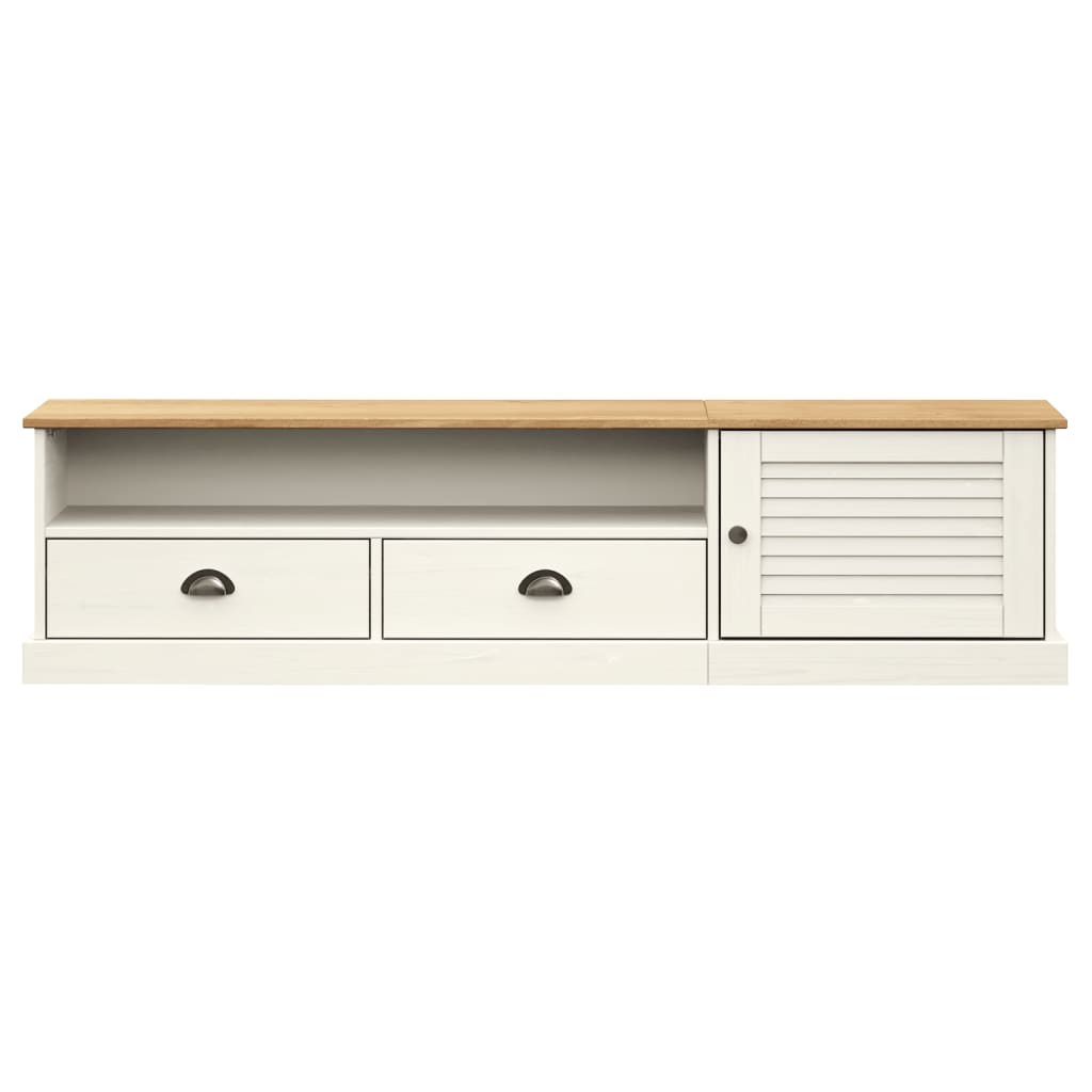 TV Cabinet "VIGO" White 156x40x40 cm Solid Wood Pine
