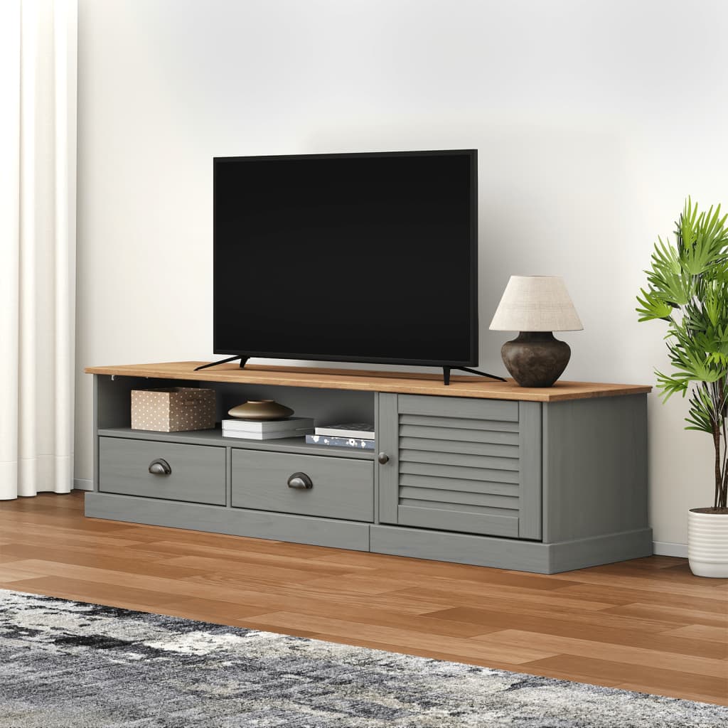 TV Cabinet "VIGO" Grey 156x40x40 cm Solid Wood Pine