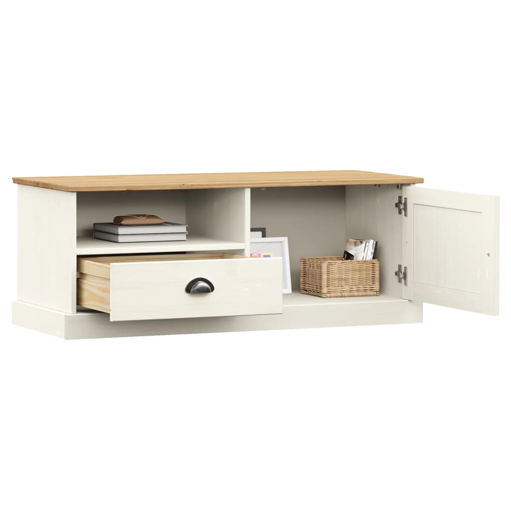 TV Cabinet "VIGO" White 106x40x40 cm Solid Wood Pine