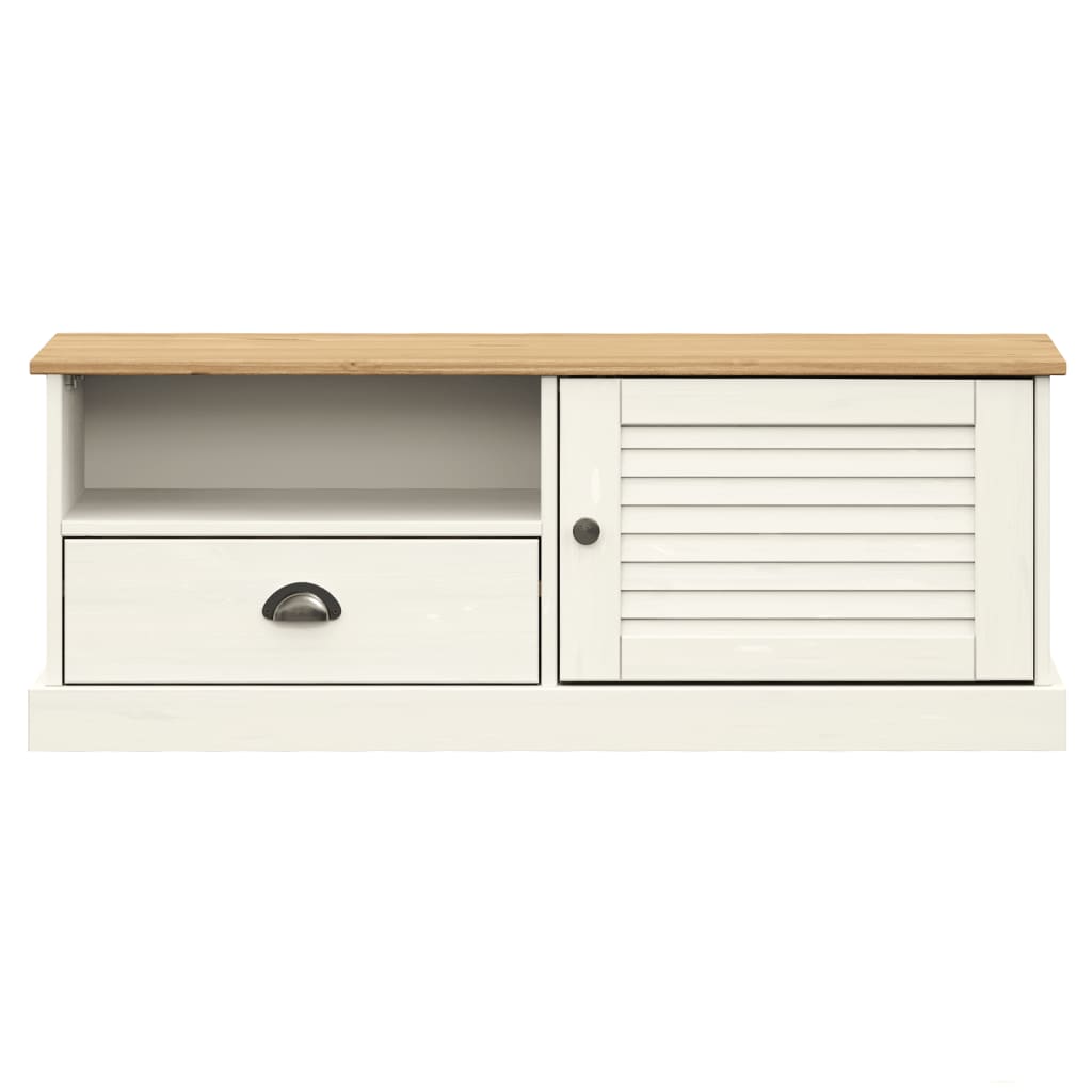 TV Cabinet "VIGO" White 106x40x40 cm Solid Wood Pine