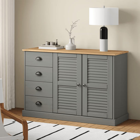 vidaXL Sideboard with Drawers VIGO 113x40x75 cm Grey Solid Wood Pine