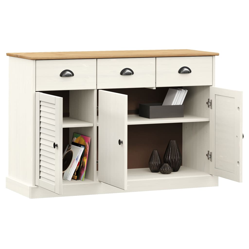 vidaXL Sideboard with Drawers VIGO 113x40x75 cm White Solid Wood Pine