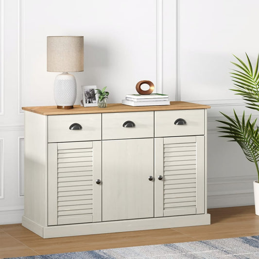 vidaXL Sideboard with Drawers VIGO 113x40x75 cm White Solid Wood Pine