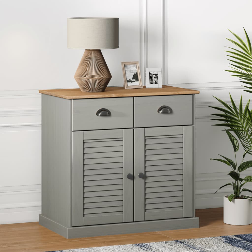 vidaXL Sideboard with Drawers VIGO 78x40x75 cm Grey Solid Wood Pine