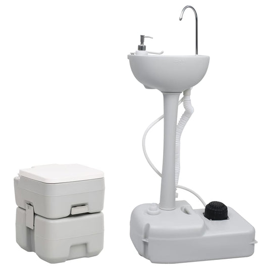 vidaXL Portable Camping Toilet and Handwash Stand Set