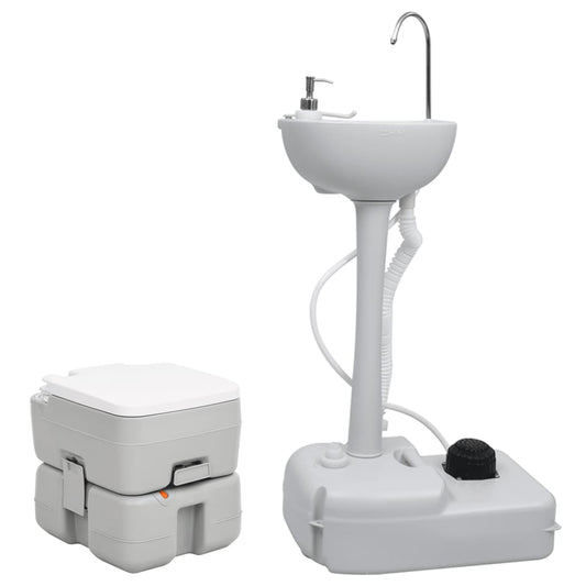 vidaXL Portable Camping Toilet and Handwash Stand Set