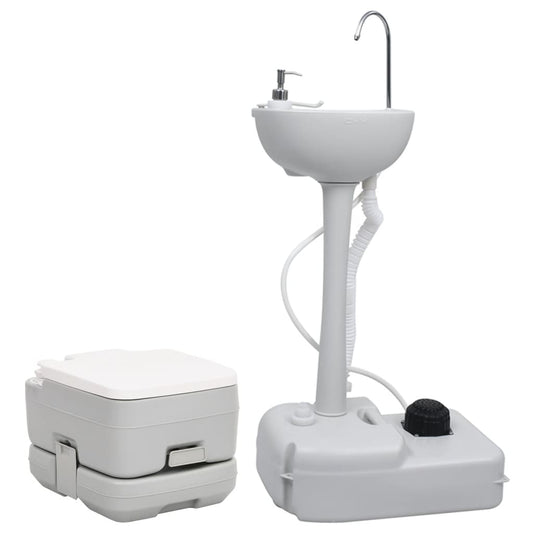 vidaXL Portable Camping Toilet and Handwash Stand Set