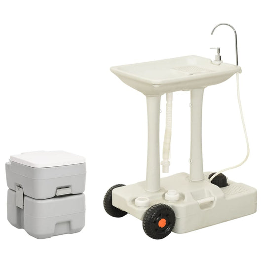 vidaXL Portable Camping Toilet and Handwash Stand Set