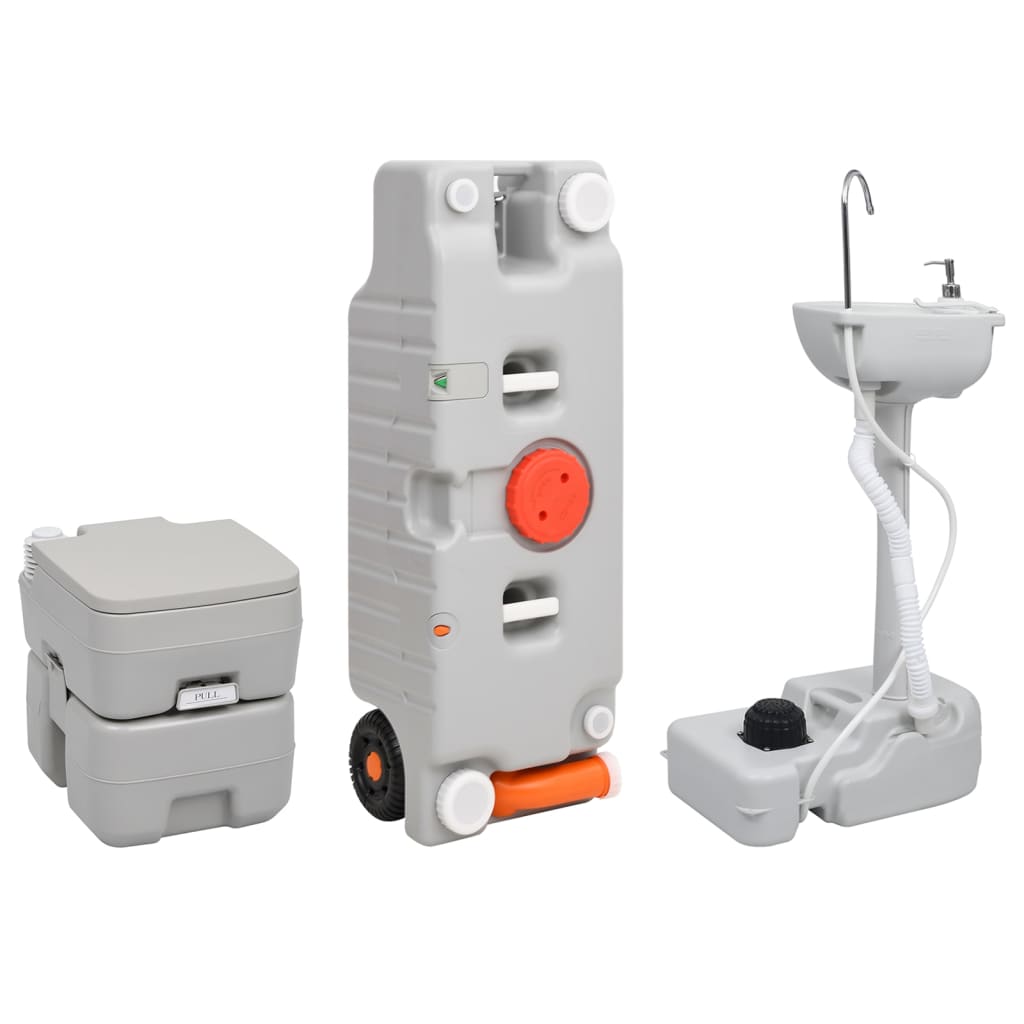 vidaXL Portable Camping Toilet and Handwash Stand Set with Water Tank